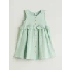 LCW Kids Yeşil Önden Düğmeli Müslin Kız Çocuk Elbise