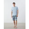 LC WAIKIKI Mavi Standart Kalıp Erkek Şortlu Pijama Takımı