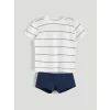 LCW baby Ekru Çizgili Erkek Bebek Tişört ve Şort 2li