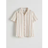 LCW baby Bej Pamuklu Çizgili Erkek Çocuk Gömlek