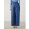 LCW Modest Indigo Beli Lastikli Wideleg Kadın Jean Pantolon