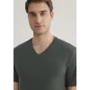 Mavi 061748-25752 Stretch V Yaka Yeşil Basic Tişört