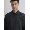 Mavi 0211515-89892 Keten Karışımlı Çizgili Siyah Gömlek