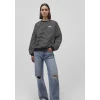 Mavi 1S10100-85143 Mavi Logo Baskılı Çizgili Siyah Sweatshirt