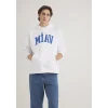 Mavi 0S10122-620 Miav Baskılı Kapüşonlu Beyaz Sweatshirt