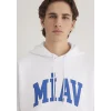 Mavi 0S10122-620 Miav Baskılı Kapüşonlu Beyaz Sweatshirt