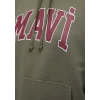 Mavi 1600361-71581 Mavi Logo Baskılı Kapüşonlu Haki Sweatshirt