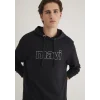 Mavi 065606-900 Mavi Logo Baskılı Kapüşonlu Siyah Sweatshirt