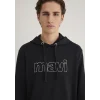 Mavi 065606-900 Mavi Logo Baskılı Kapüşonlu Siyah Sweatshirt