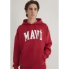 Mavi 067149-86417 Mavi Logo Baskılı Kapüşonlu Kırmızı Sweatshirt