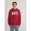 Mavi 067149-86417 Mavi Logo Baskılı Kapüşonlu Kırmızı Sweatshirt