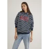Mavi 1S10118-81518 Mavi Logo Baskılı Lacivert Çizgili Sweatshirt