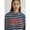Mavi 1S10118-81518 Mavi Logo Baskılı Lacivert Çizgili Sweatshirt