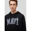 Mavi 067149-902 Mavi Logo Baskılı Kapüşonlu Siyah Sweatshirt