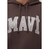 Mavi 1600361-70222 Mavi Logo Baskılı Kapüşonlu Kahverengi Sweatshirt