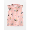 LCW baby Ekru Bebe Yaka Minnie ve Mickey Mouse Baskılı Kız Bebek Pijama Takım