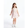 LCW Kids Pembe Bisiklet Yaka Baskılı Kız Bebek Elbise