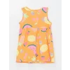 LCW Kids Turuncu Bisiklet Yaka Baskılı Kız Bebek Elbise