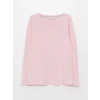 LCW DREAM Pembe Bisiklet Yaka Düz Uzun Kollu Kadın Pijama Takımı