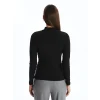 LCWAIKIKI Basic Siyah Dik Yaka Düz Uzun Kollu Kadın Body