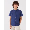 LCW Kids Lacivert Hakim Yaka Keten Karışımlı Erkek Çocuk Gömlek