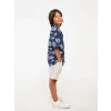 LCW Kids Lacivert Rahat Kalıp Desenli Erkek Çocuk Gömlek