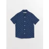 LCW Kids Lacivert Desenli Kısa Kollu Erkek Çocuk Gömlek