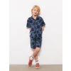 LCW Kids Lacivert Desenli Kısa Kollu Erkek Çocuk Gömlek ve Şort