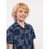 LCW Kids Lacivert Desenli Kısa Kollu Erkek Çocuk Gömlek ve Şort