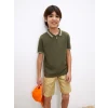 LCW Kids Haki Polo Yaka Basic Kısa Kollu Erkek Çocuk Tişört