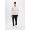 Defacto E4790 Siyah Relax Fit Rahat Kesim Kısa Paça Keten Görünümlü Yazlık Kumaş Pantolon