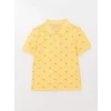 LCW Kids Sari Polo Yaka Baskılı Kısa Kollu Erkek Çocuk Tişört