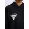 Defacto D6574 Siyah DeFactoFit NBA Chicago Bulls Boxy Fit Kapüşonlu Sırt Baskıllı Kalın Sweatshirt