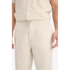 Defacto C7381 Bej %100 Pamuk Relax Fit Cepli Keten Görünümlü Bermuda Şort