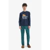 Defacto E0515 Lacivert Garfield Pijama Takımı Regular Fit Uzun Kollu Üst Esnek Belli Uzun Alt