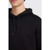 Defacto X8283 Siyah Regular Fit Kapüşonlu Kanguru Cepli İçi Yumuşak Tüylü Basic Düz Sweatshirt