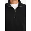 Defacto X7405 Siyah Comfort Regular Fit Rahat Kalıp Fermuarlı Dik Yaka Basic Düz Sweatshirt