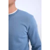 Defacto T3777 İndigo Regular Fit Bisiklet Yaka Kalın Basic Düz Sweatshirt
