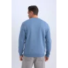 Defacto T3777 İndigo Regular Fit Bisiklet Yaka Kalın Basic Düz Sweatshirt