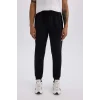 Defacto Z9112 Siyah DeFactoFit Slim Fit Sporcu İnce Jogger Eşofman Altı Dar Kesim Skuba Dalgıç Kumaş Standart Paça Beli Bağcıklı Lastikli Paça