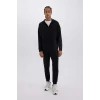 Defacto Z9112 Siyah DeFactoFit Slim Fit Sporcu İnce Jogger Eşofman Altı Dar Kesim Skuba Dalgıç Kumaş Standart Paça Beli Bağcıklı Lastikli Paça