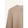 Defacto T3777 Bej Regular Fit Bisiklet Yaka Kalın Basic Düz Sweatshirt