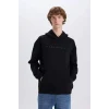 Defacto D8021 Siyah Boxy Fit Kapüşonlu Sırt Baskılı Sweatshirt
