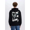 Defacto D8021 Siyah Boxy Fit Kapüşonlu Sırt Baskılı Sweatshirt