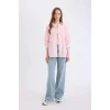 Defacto B8309 Pembe Relax Fit Oxford Uzun Kollu Gömlek Tunik
