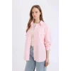 Defacto B8309 Pembe Relax Fit Oxford Uzun Kollu Gömlek Tunik