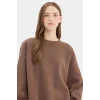 Defacto Y1346 Kahve Oversize Geniş Kalıp Bisiklet Yaka Basic Düz Kalın Sweatshirt