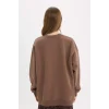 Defacto Y1346 Kahve Oversize Geniş Kalıp Bisiklet Yaka Basic Düz Kalın Sweatshirt