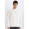 Defacto D8021 Ekru Boxy Fit Kapüşonlu Sırt Baskılı Sweatshirt