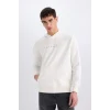 Defacto D8021 Ekru Boxy Fit Kapüşonlu Sırt Baskılı Sweatshirt